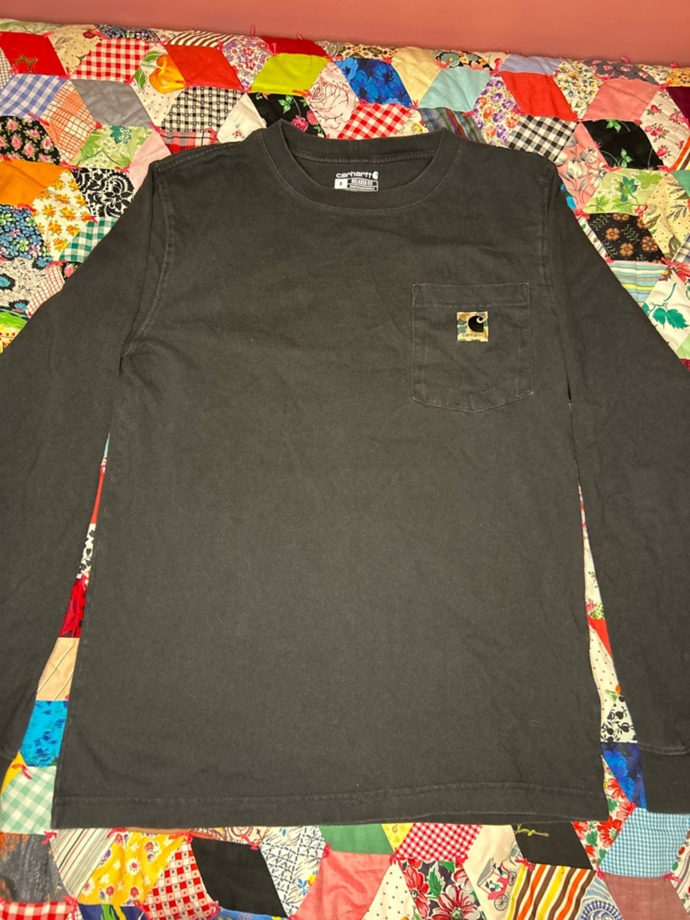 Carhartt Black Relaxed Fit Crew Neck Long Sleeve Tee